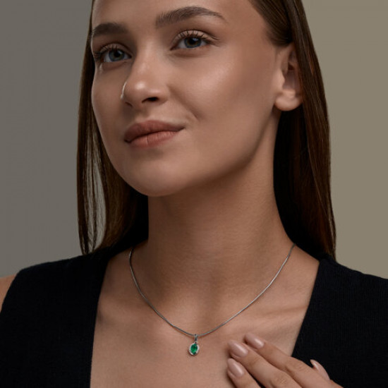 Подвеска из серебра с агатом и фианитами