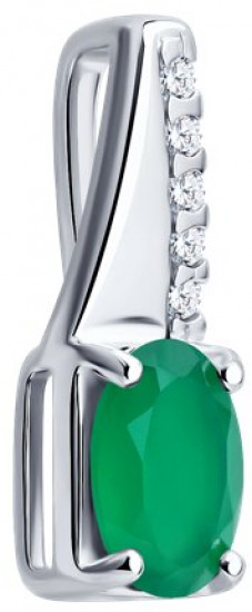 Подвеска из серебра с агатом и фианитами