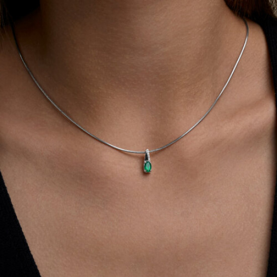 Подвеска из серебра с агатом и фианитами