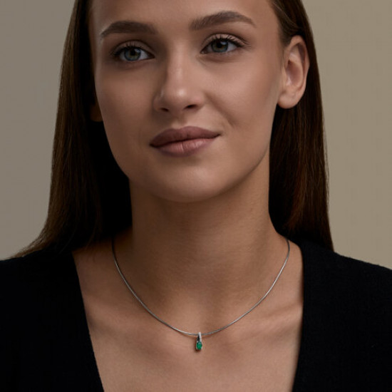 Подвеска из серебра с агатом и фианитами