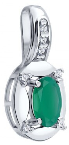 Подвеска из серебра с агатом и фианитами