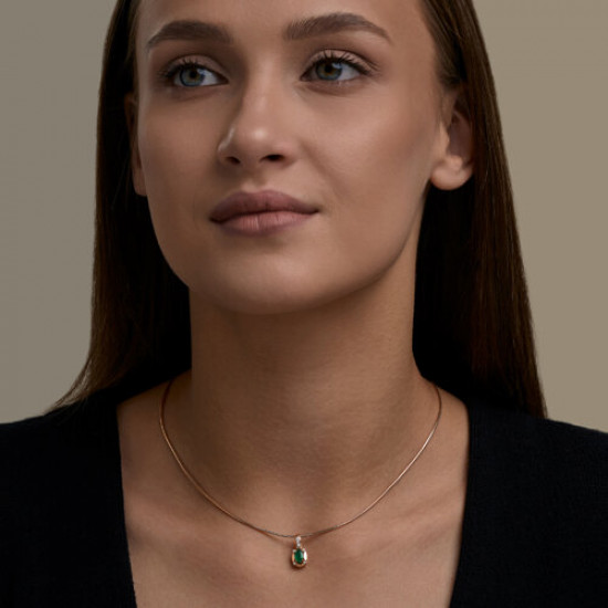 Подвеска из серебра с агатом и фианитами