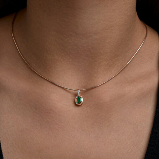 Подвеска из серебра с агатом и фианитами