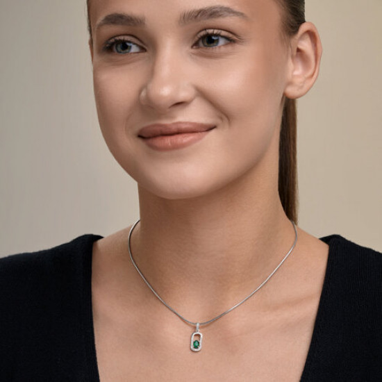 Подвеска из серебра с агатом и фианитами