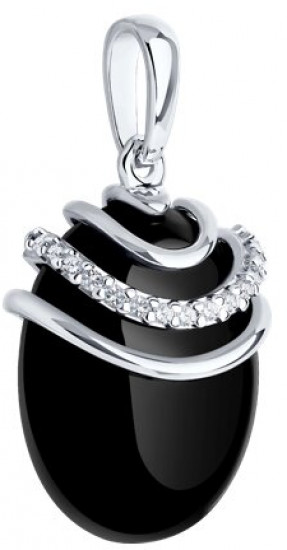 Подвеска из серебра с агатом и фианитами