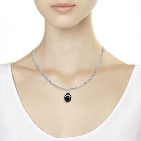 Подвеска из серебра с агатом и фианитами