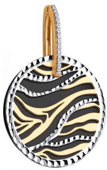 Подвеска из серебра с агатом и фианитами