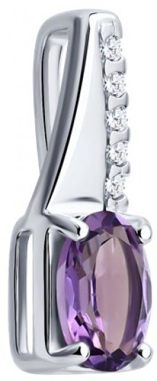 Подвеска из серебра с аметистом и фианитами