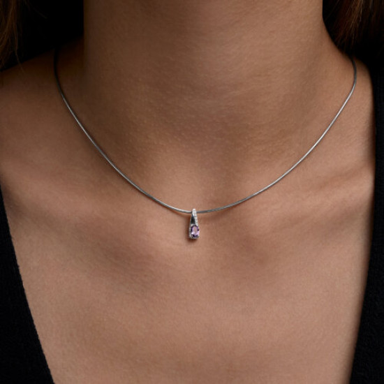 Подвеска из серебра с аметистом и фианитами