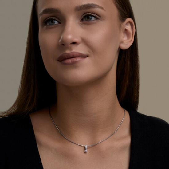 Подвеска из серебра с аметистом и фианитами