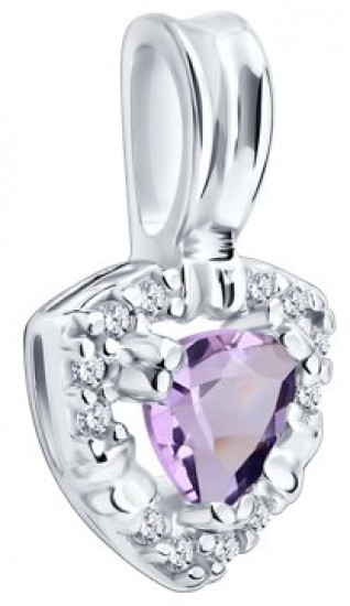 Подвеска из серебра с аметистом и фианитами