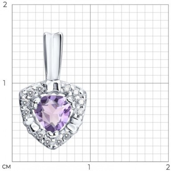 Подвеска из серебра с аметистом и фианитами