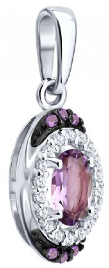 Подвеска из серебра с аметистом и фианитами