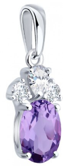 Подвеска из серебра с аметистом и фианитами