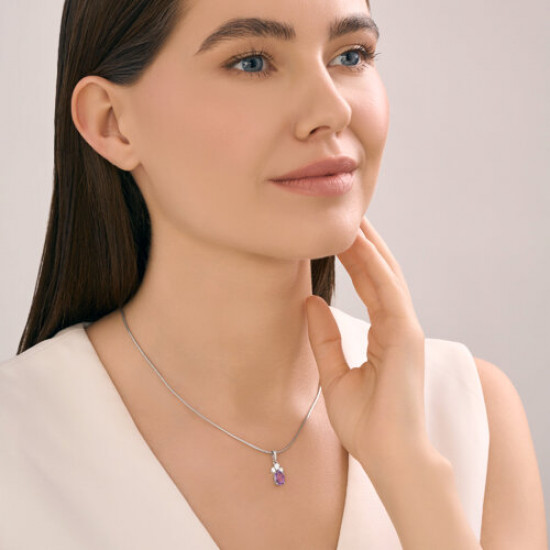 Подвеска из серебра с аметистом и фианитами