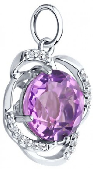 Подвеска из серебра с аметистом и фианитами