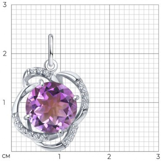 Подвеска из серебра с аметистом и фианитами
