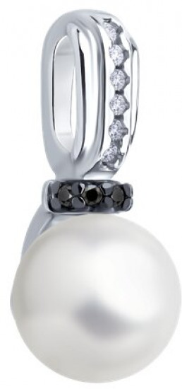 Подвеска из серебра с жемчугои и фианитами