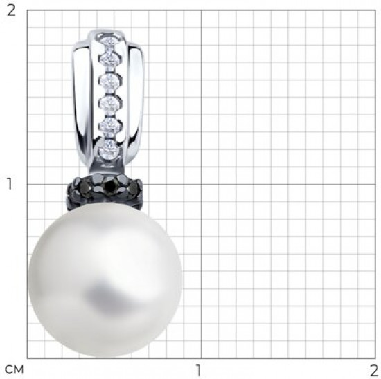 Подвеска из серебра с жемчугои и фианитами