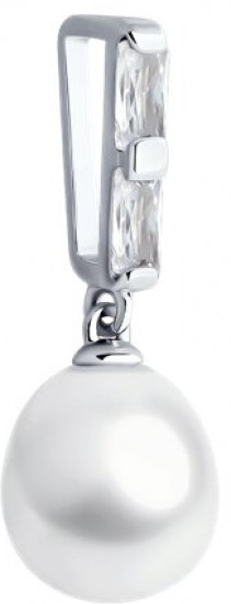 Подвеска из серебра с жемчугом и фианитами