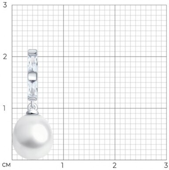 Подвеска из серебра с жемчугом и фианитами