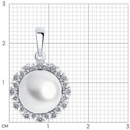 Подвеска из серебра с жемчугом и фианитами