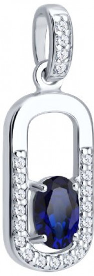 Подвеска из серебра с корундом и фианитами