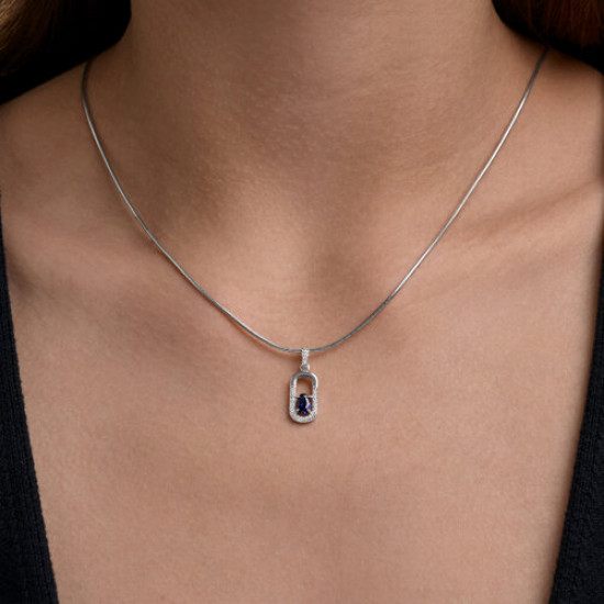 Подвеска из серебра с корундом и фианитами