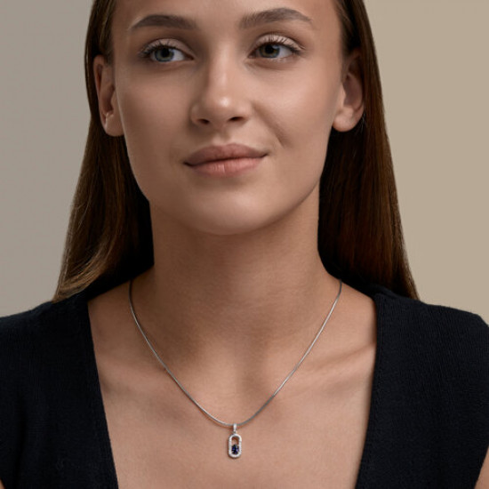 Подвеска из серебра с корундом и фианитами