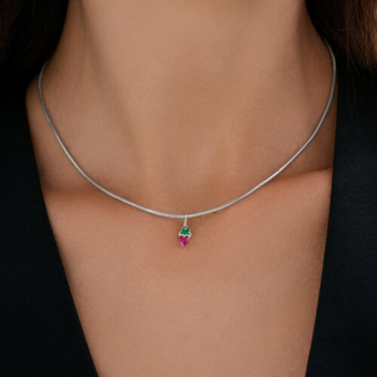 Подвеска из серебра с корундом и эмалью