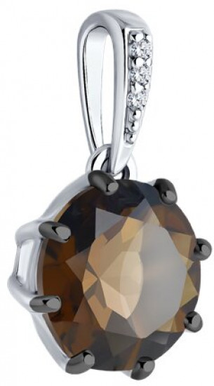 Подвеска из серебра с раухтопазом и фианитами