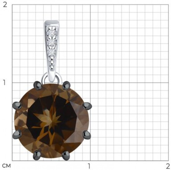 Подвеска из серебра с раухтопазом и фианитами