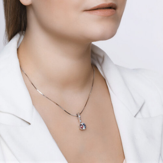 Подвеска из серебра с ситаллом и фианитами