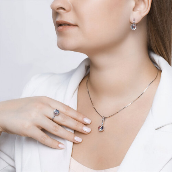 Подвеска из серебра с ситаллом и фианитами