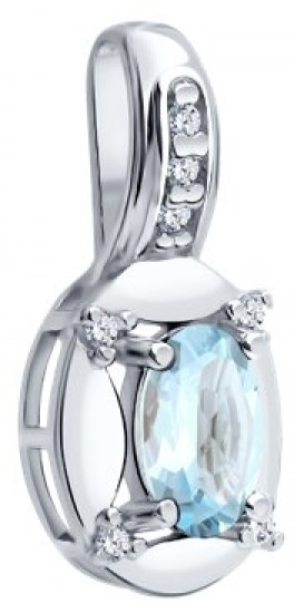 Подвеска из серебра с топазом и фианитами