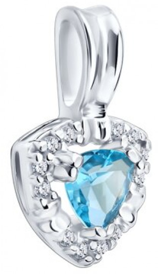 Подвеска из серебра с топазом и фианитами