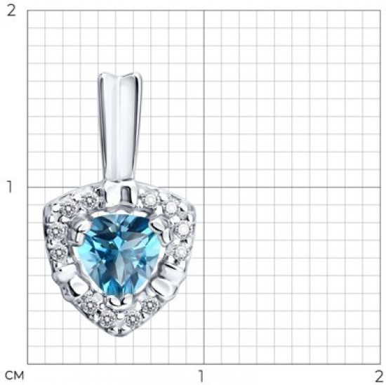 Подвеска из серебра с топазом и фианитами