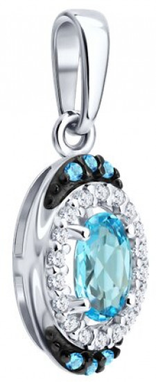 Подвеска из серебра с топазом и фианитами