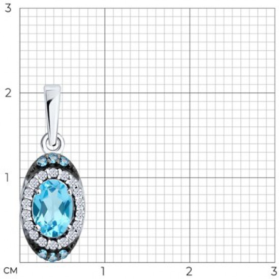 Подвеска из серебра с топазом и фианитами