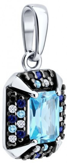 Подвеска из серебра с топазом и фианитами