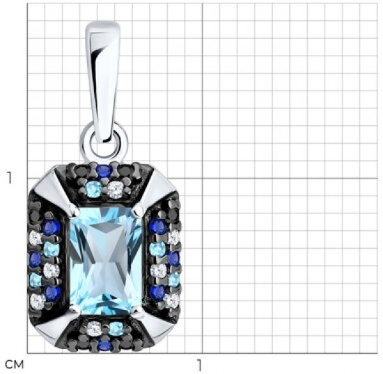 Подвеска из серебра с топазом и фианитами