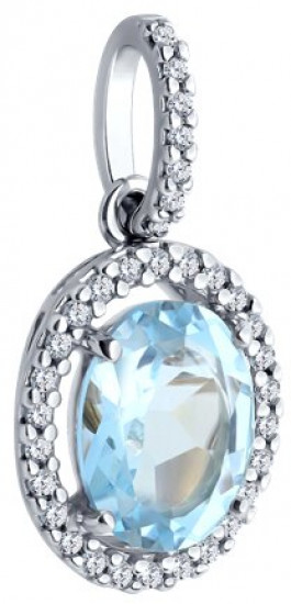 Подвеска из серебра с топазом и фианитами