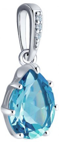 Подвеска из серебра с топазом и фианитами