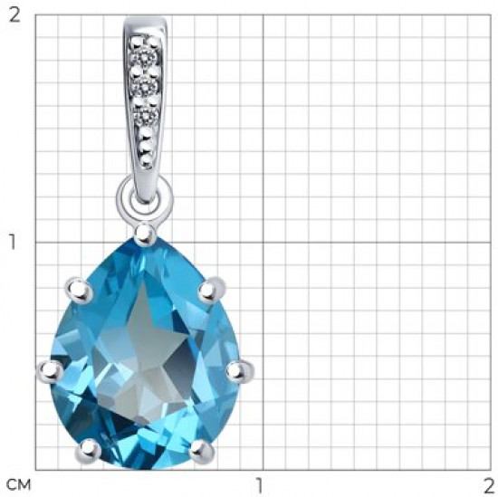 Подвеска из серебра с топазом и фианитами