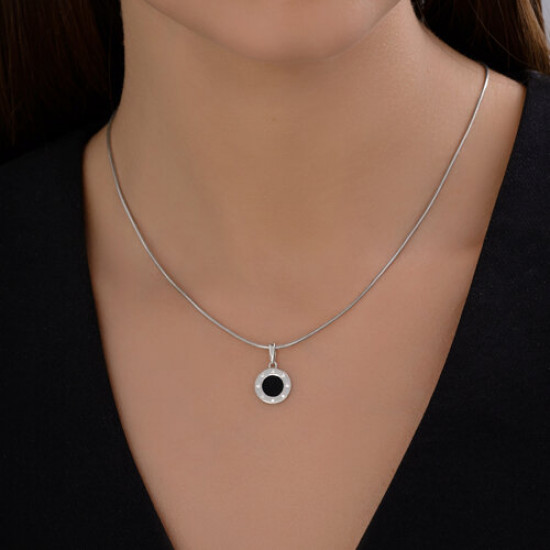 Подвеска из серебра с фианитами и эмалью