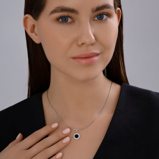 Подвеска из серебра с фианитами и эмалью