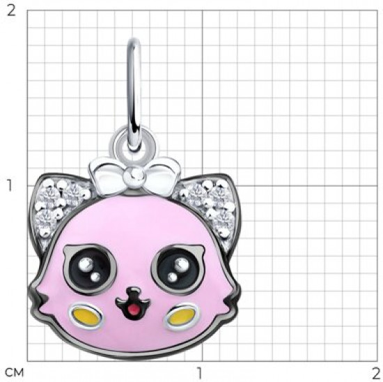 Подвеска из серебра с фианитами и эмалью