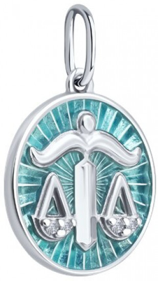 Подвеска из серебра с фианитами и эмалью