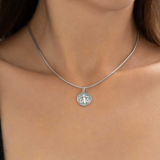 Подвеска из серебра с фианитами и эмалью