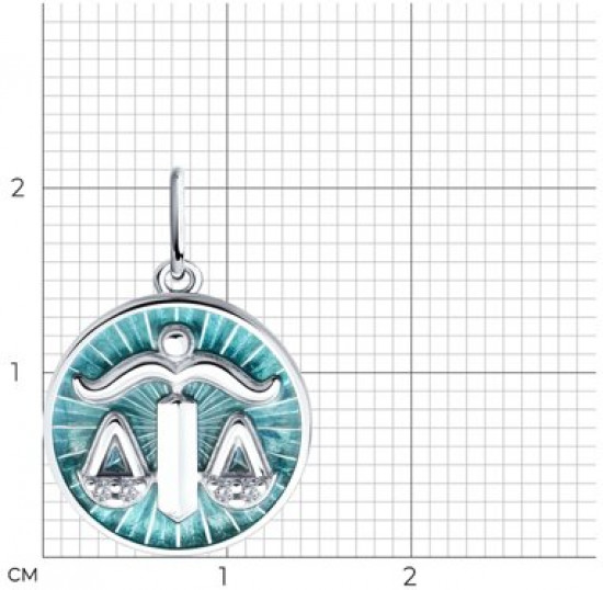 Подвеска из серебра с фианитами и эмалью